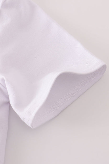White bus apple applique top