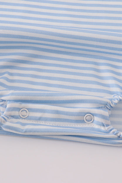 Red stripe apple embroidery ruffle bubble