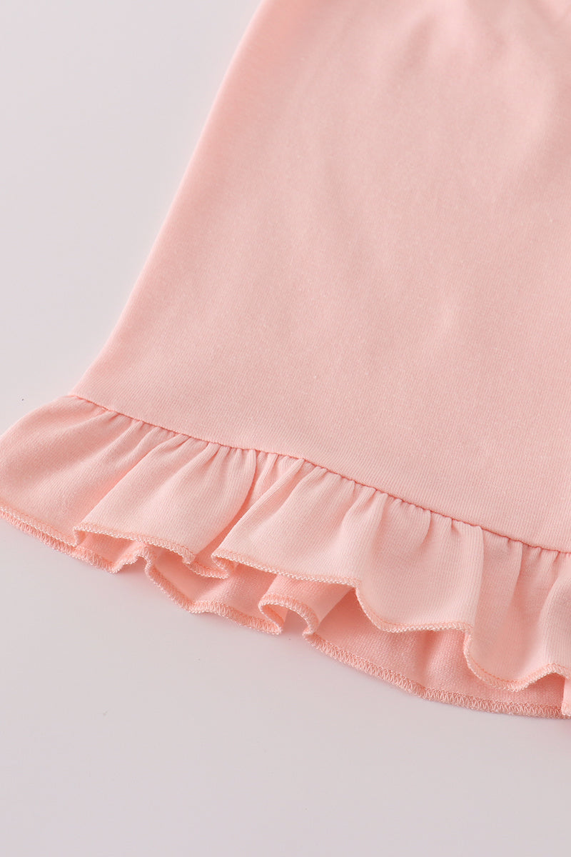 Blue stripe seersucker castle embroidery shorts set