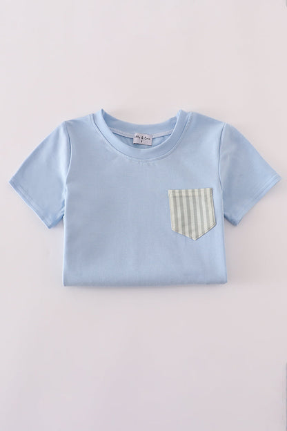 Blue stripe pocket shorts set
