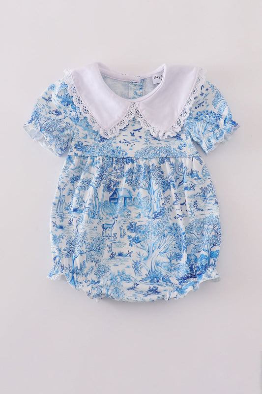 Blue willow toile print bubble