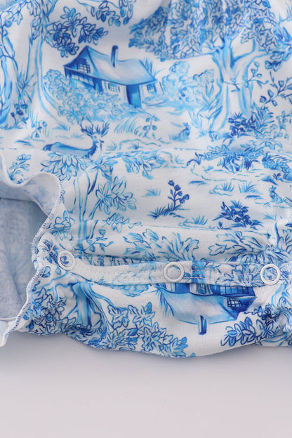Blue willow toile print bubble