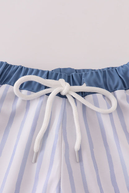 Blue stripe boy swim trunks UPF50+