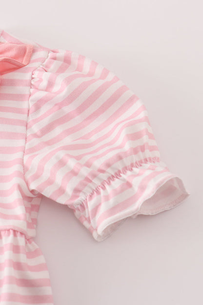 Pink stripe football french knot embroidery bubble