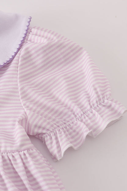 Purple stripe crayon embroidery dress