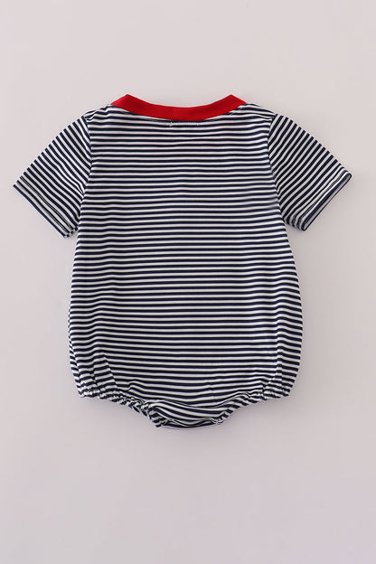 Navy stripe racing car embroidery bubble
