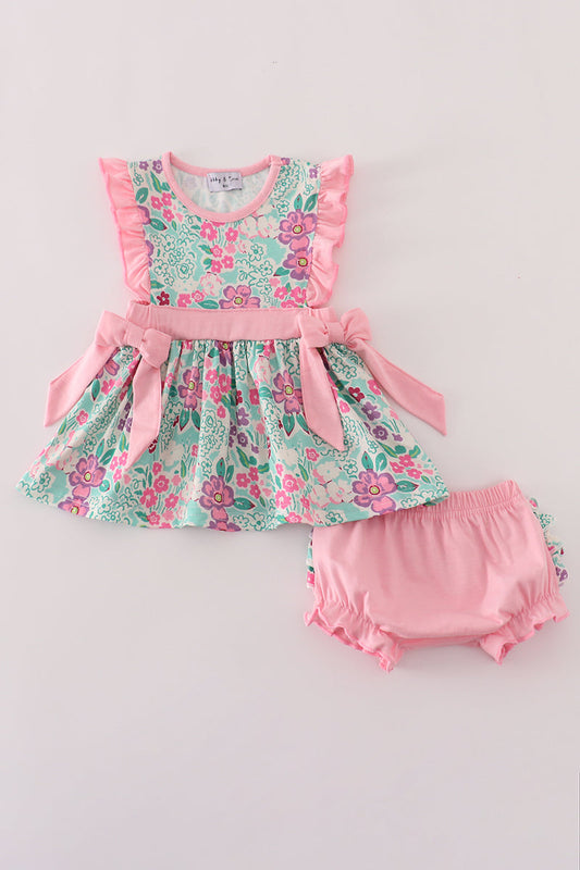 Green dream garden ruffle bloomer set