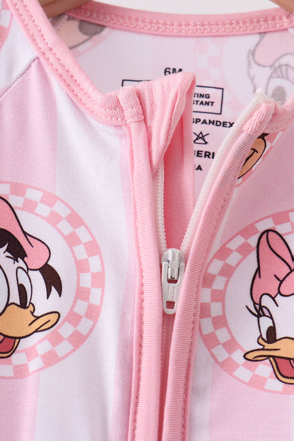 Pink character bamboo romper